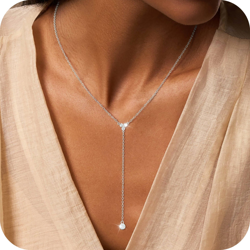 GOSFRY Long Necklaces for Women Trendy Dainty Layered Lariat Necklace 14k Gold/Silver Plated Y Shaped Beaded Chain Non Tarnish Drop Necklaces Simple Adjustable Jewelry Gifts