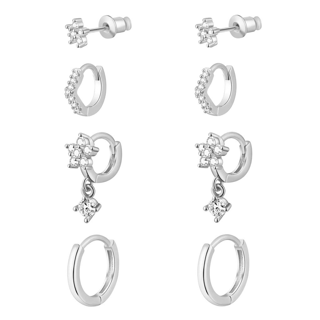 Gosfry Flower Dangle Huggie Earrings Set