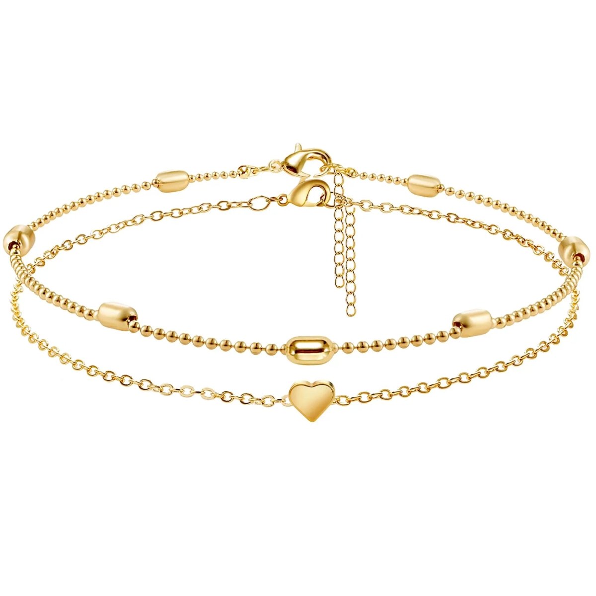 14k Gold Plated Layered Anklets Set - GOSFRY