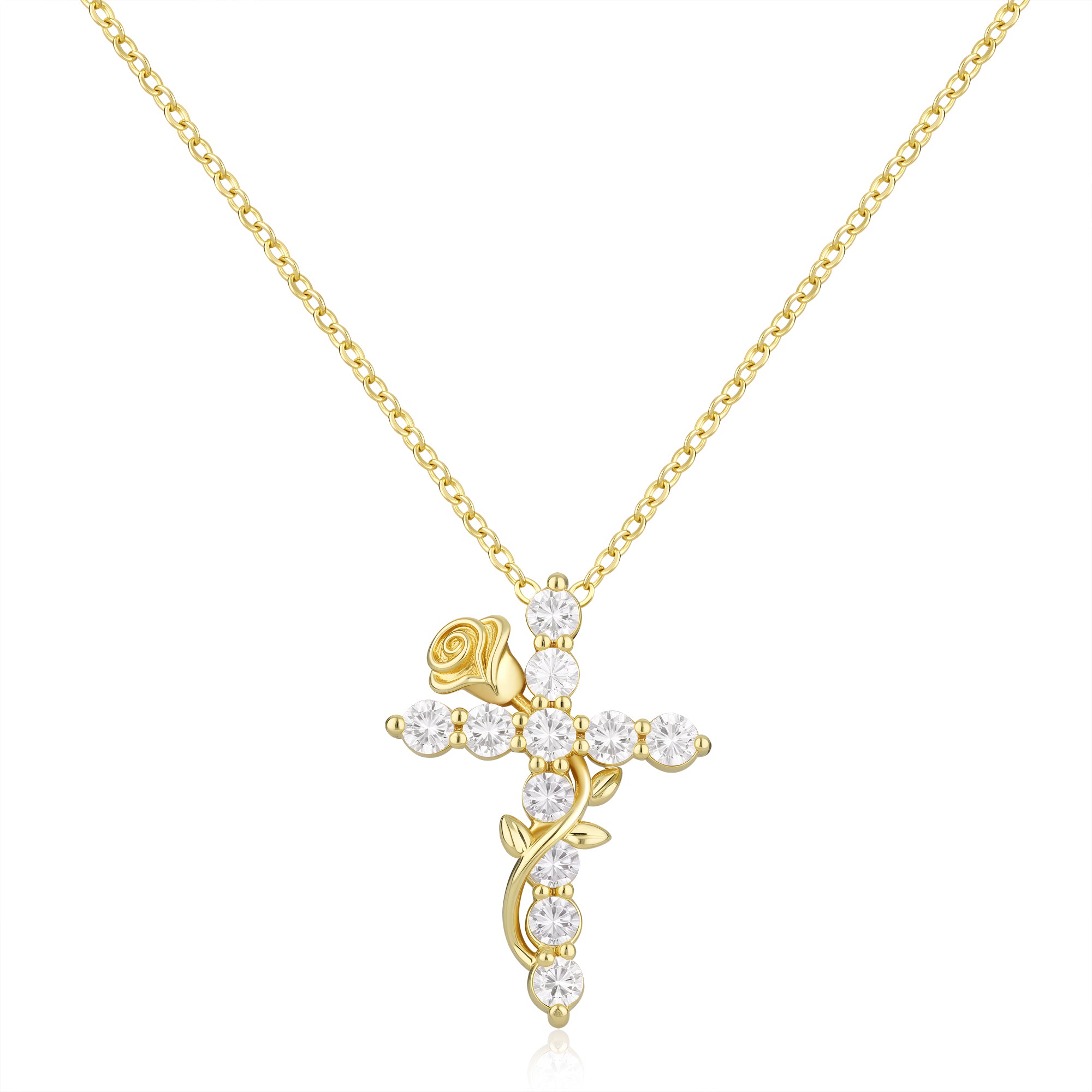 GOSFRY Cross Necklace for Woman Dainty Fashion 14K Real Gold Plated Zircon Cross Necklace Simple Small Cute Aesthetic Non Tarnish Waterproof Necklaces Easter Christian Religious Faith Jewelry Gifts