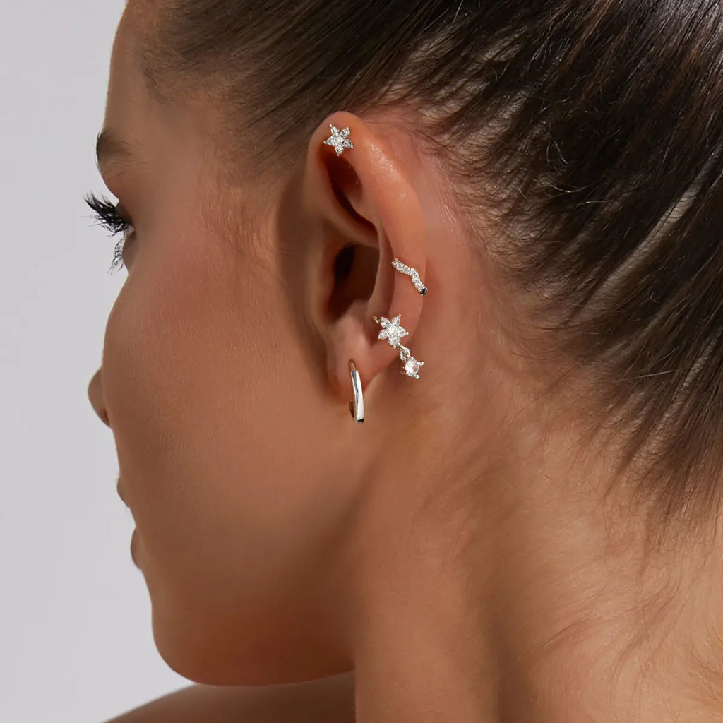 Gosfry Flower Dangle Huggie Earrings Set