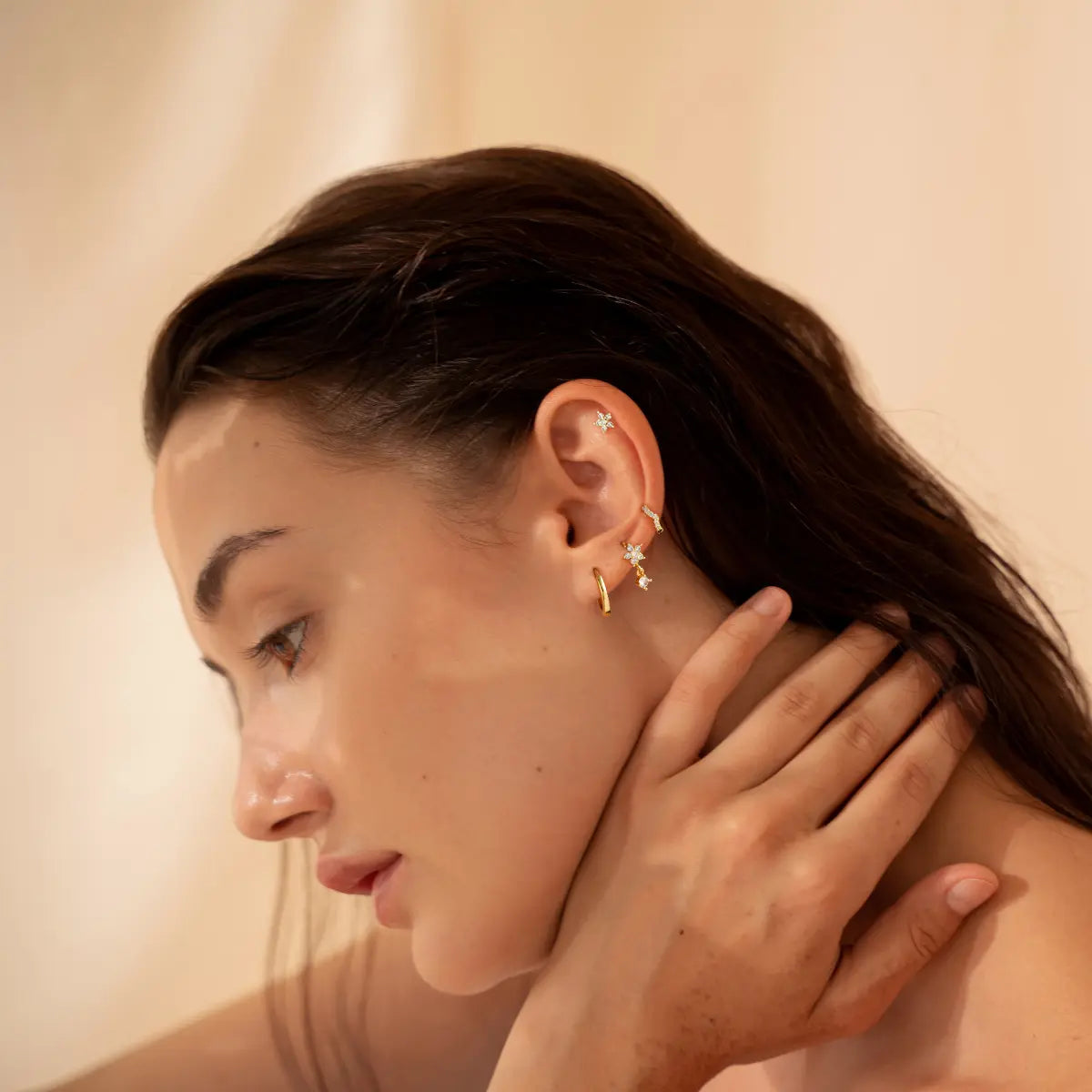 Gosfry Flower Dangle Huggie Earrings Set