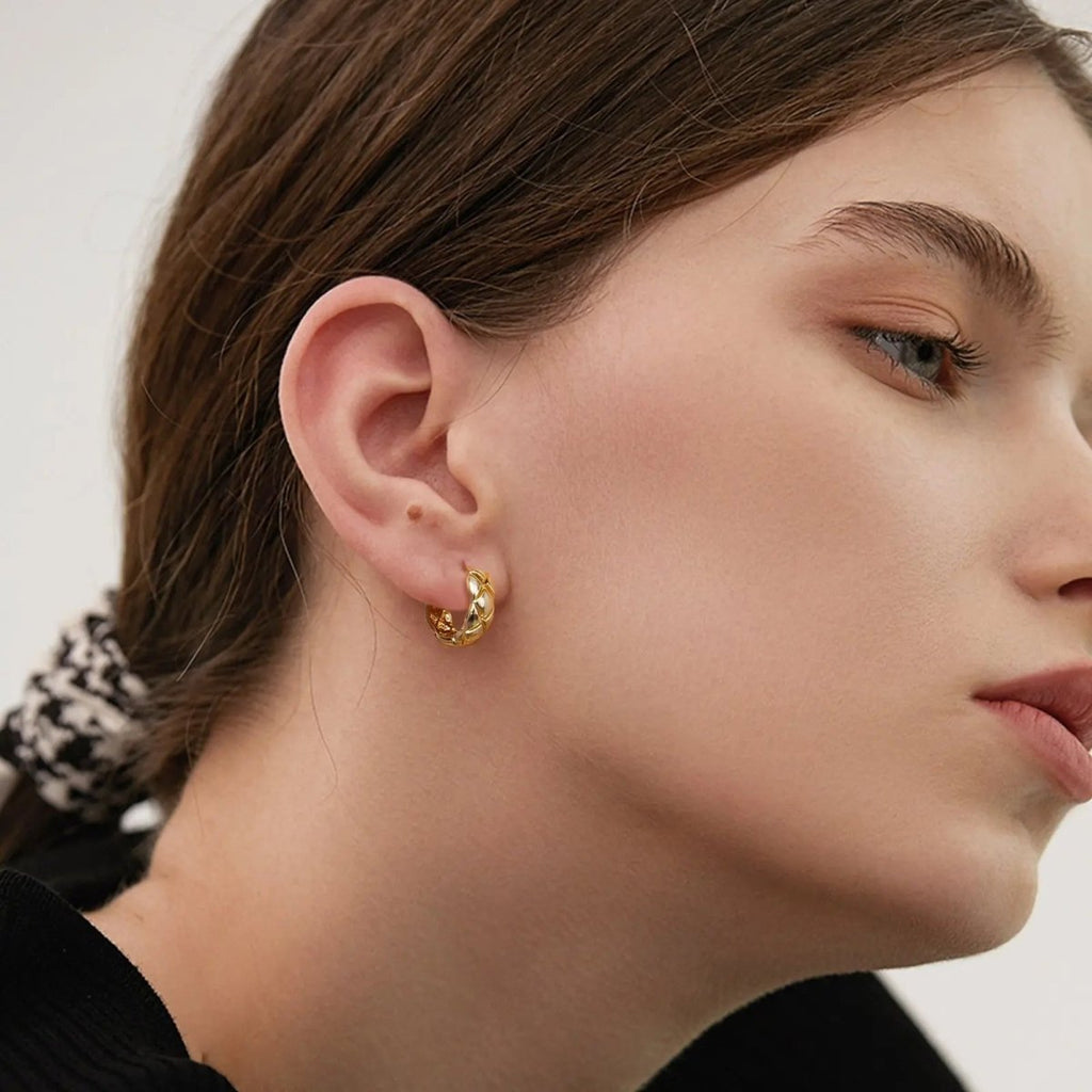 3 Pairs Twisted Chunky Hoop Earrings - GOSFRY