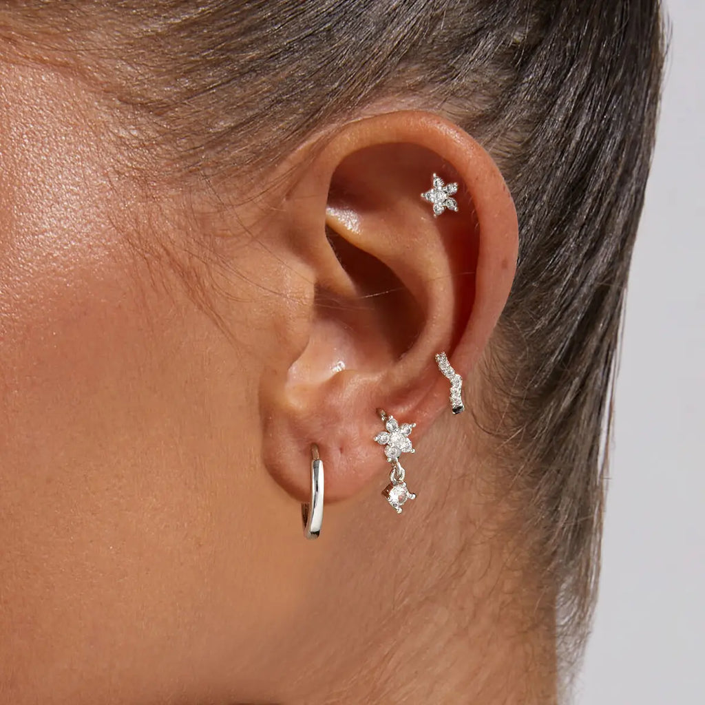 Gosfry Flower Dangle Huggie Earrings Set