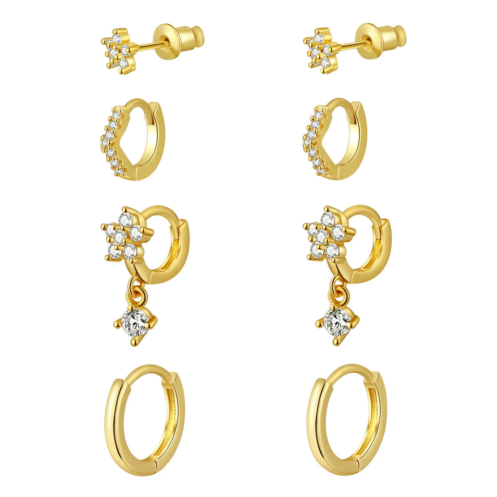 Gosfry Flower Dangle Huggie Earrings Set