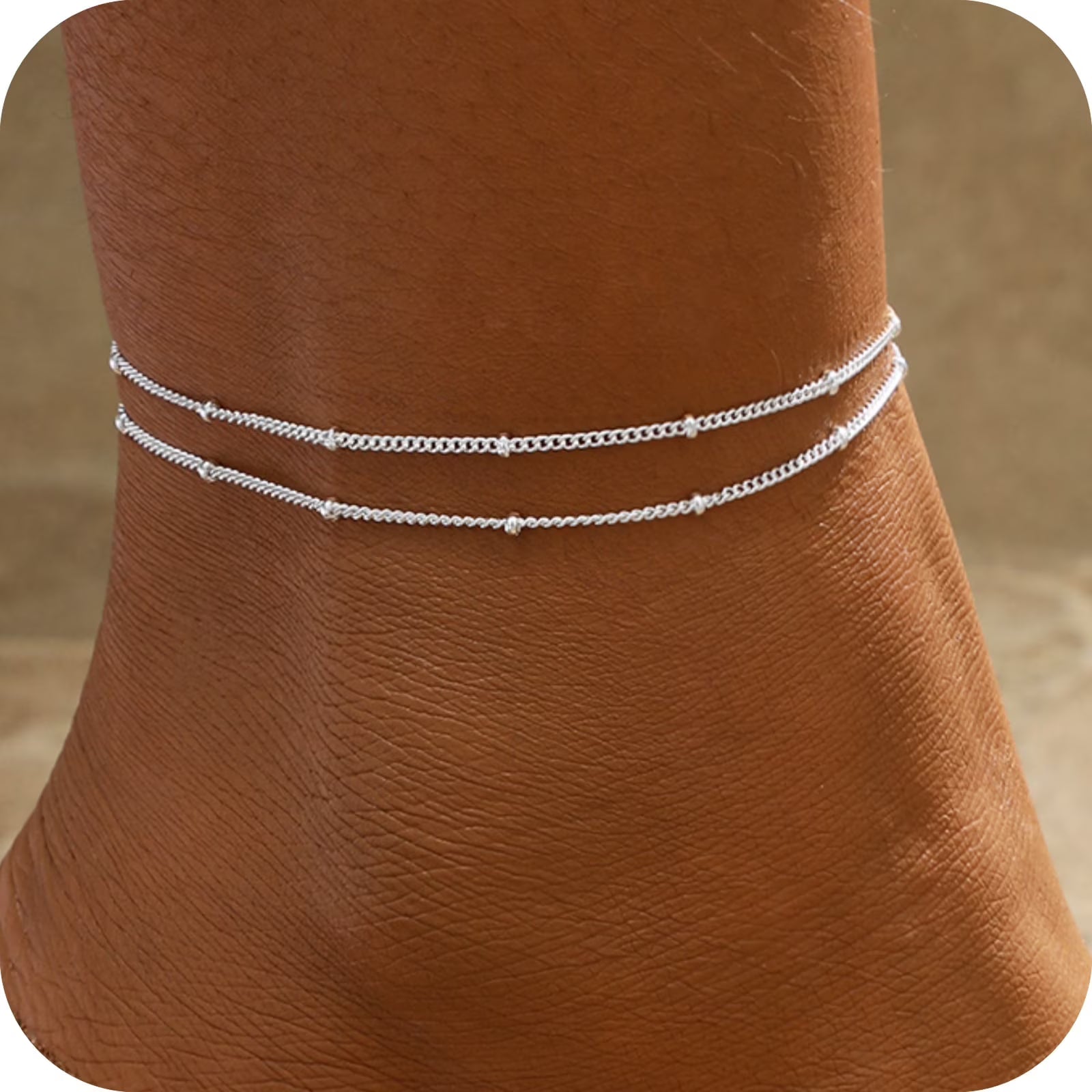 GOSFRY 14K Gold Plated Anklet Bracelets for Women Love Waterproof Stackable Set Dainty Summer Beach  Seaside Anklet Jewelry Gifts