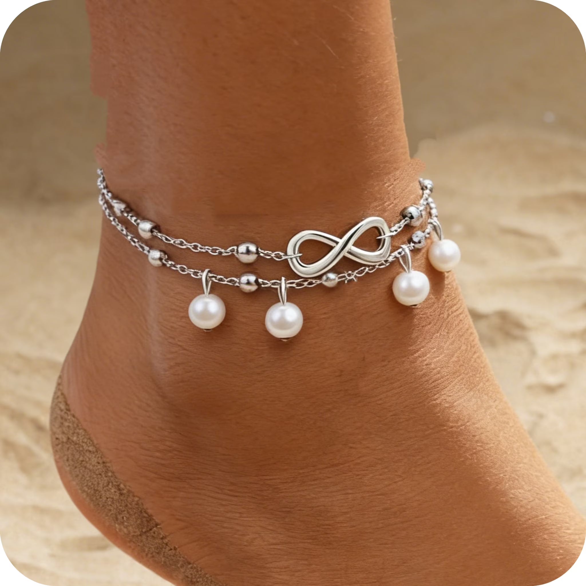 GOSFRY Gold Plated Ankle Bracelets for Women Waterproof Sparkly Chain Rhinestone Stackable Layered Anklets Set Summer Beach Jewelry Gifts