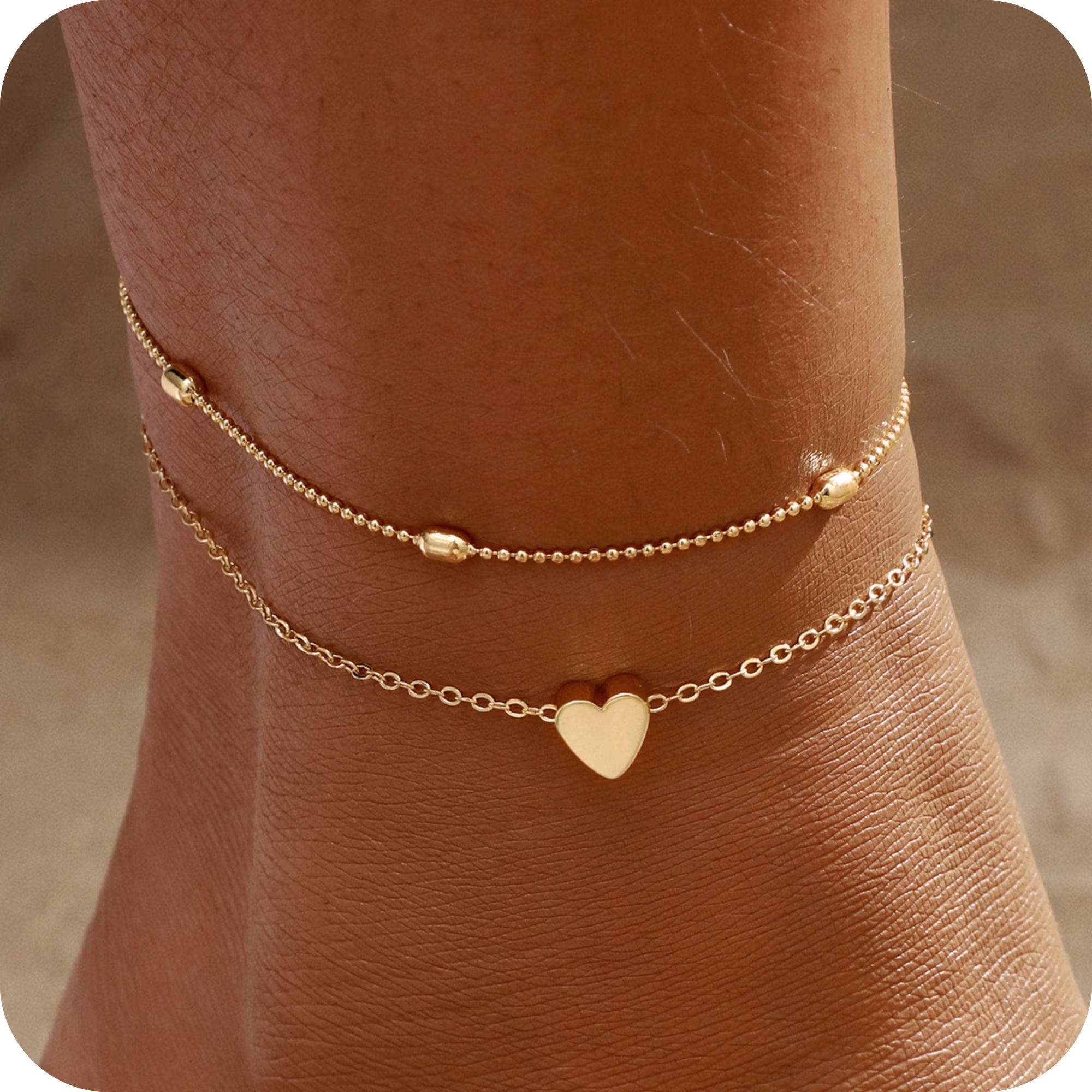 GOSFRY Gold Plated Ankle Bracelets for Women Waterproof Sparkly Chain Rhinestone Stackable Layered Anklets Set Summer Beach Jewelry Gifts