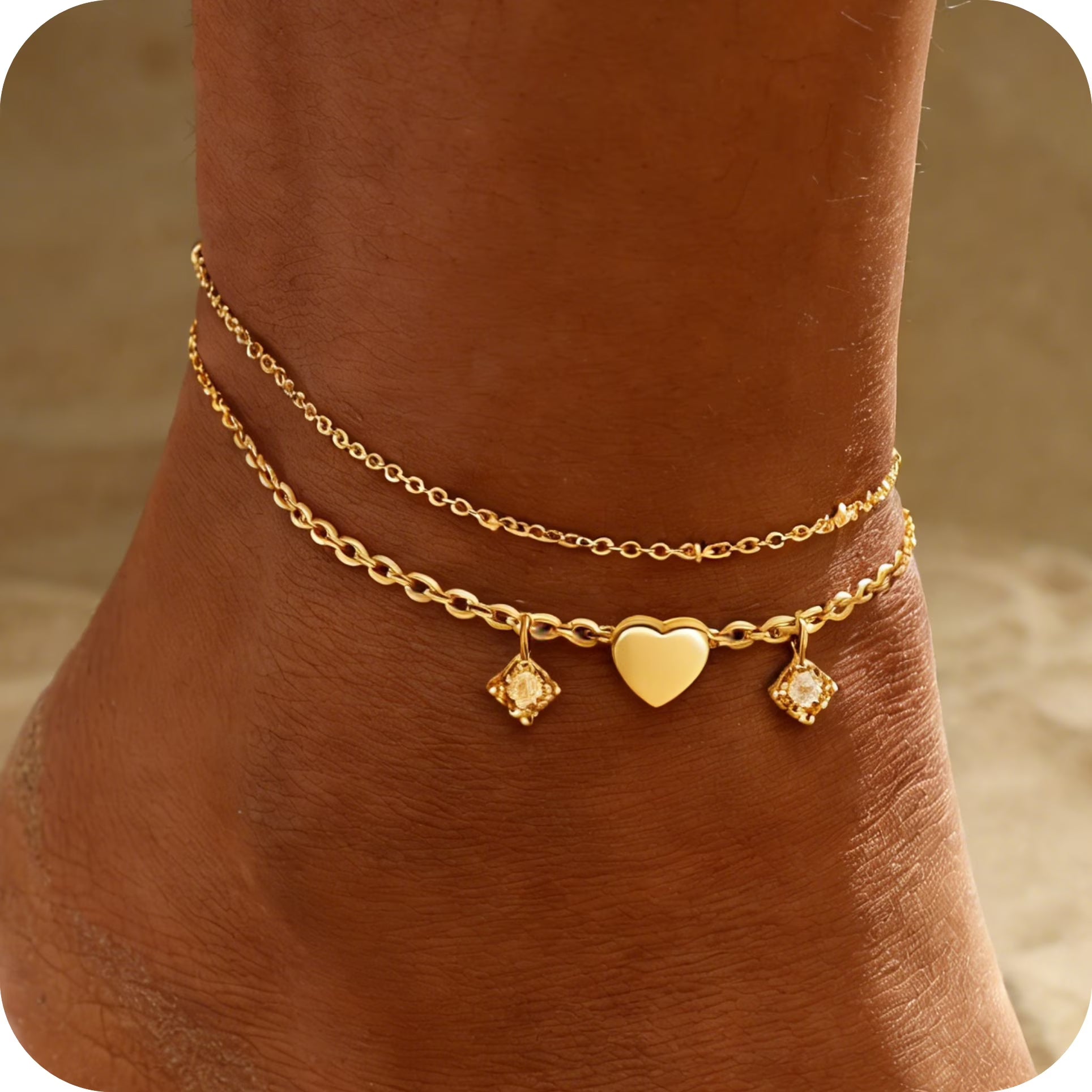 GOSFRY Gold Plated Ankle Bracelets for Women Waterproof Sparkly Chain Rhinestone Stackable Layered Anklets Set Summer Beach Jewelry Gifts