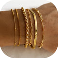 GOSFRY 6PCS Bracelets for Women 14K Gold Plated Trendy Dainty Layered Stacking Jewelry Set Gifts