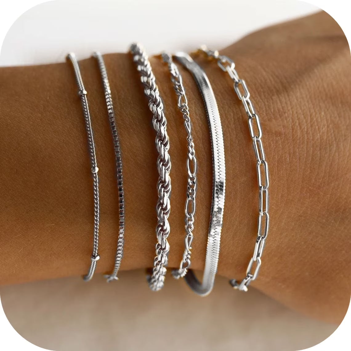 GOSFRY 6PCS Bracelets for Women 14K Gold Plated Trendy Dainty Layered Stacking Jewelry Set Gifts