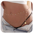 GOSFRY Belly Waist Chain for Women 14K Gold Plated Layered Adjustable Body Chains Boho Pearl Bead Belly Sexy Bikini Body Jewelry
