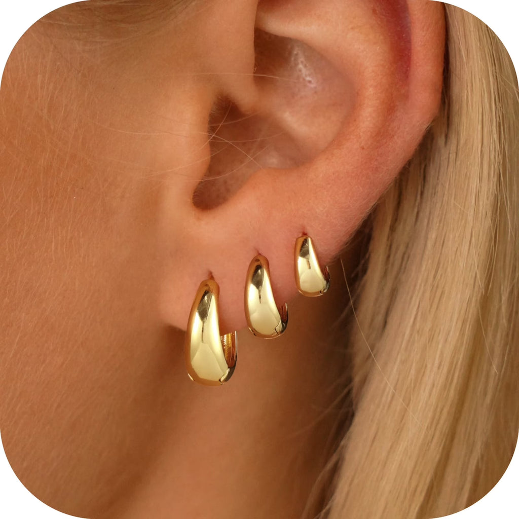 GOSFRY Silver Plated Hoop Earrings Set for Women Trendy Chunky Hypoallergenic Small Cartilage Hoops Cute Cubic Zirconia Earrings Jewelry Gifts