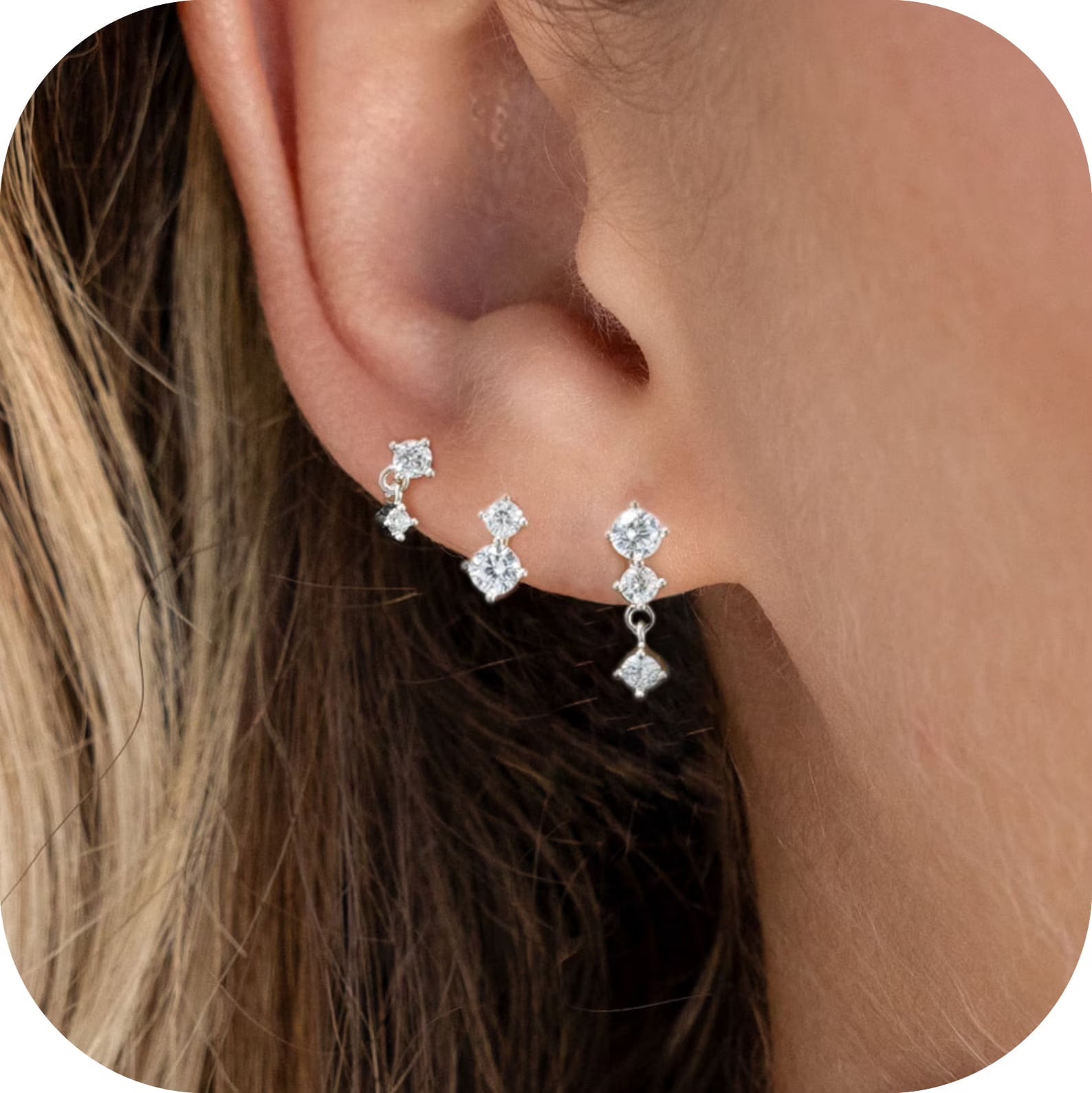 GOSFRY Silver Plated Hoop Earrings Set for Women Trendy Chunky Hypoallergenic Small Cartilage Hoops Cute Cubic Zirconia Earrings Jewelry Gifts