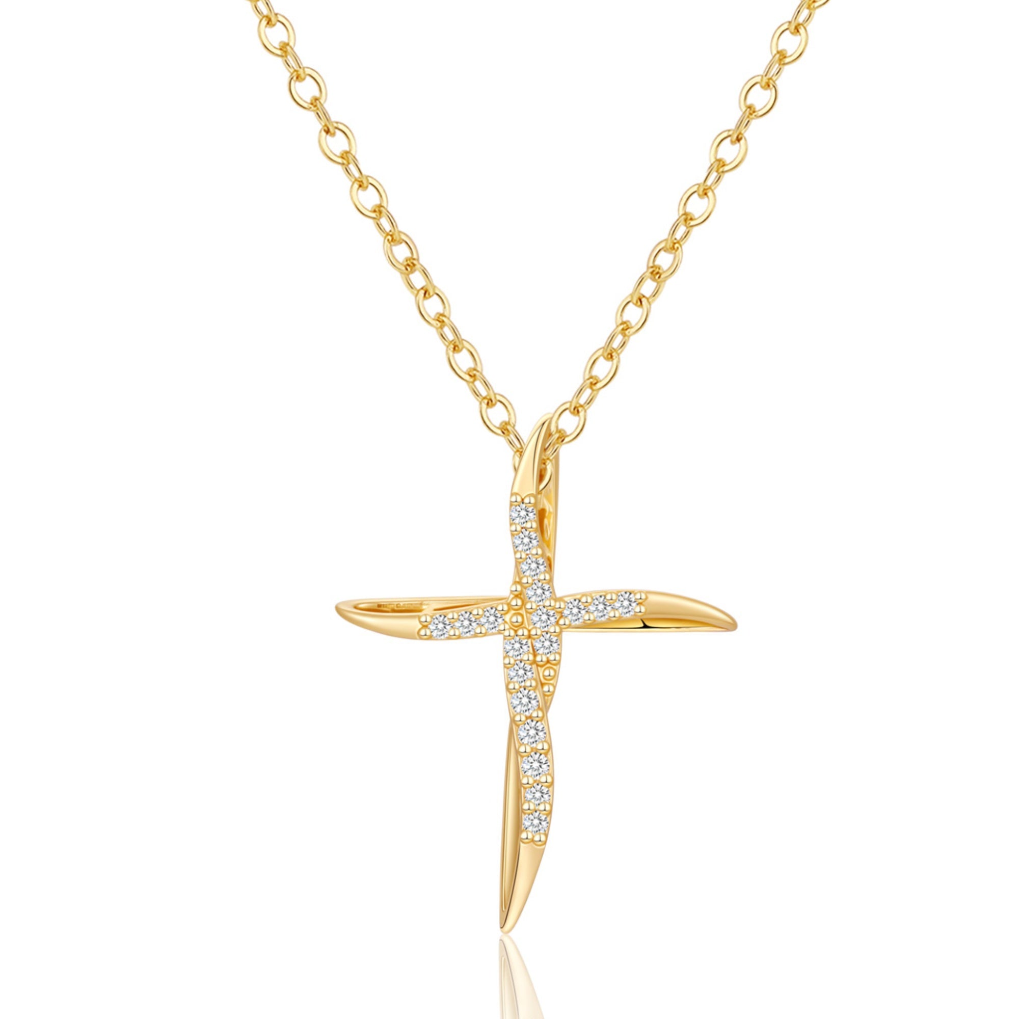 GOSFRY Cross Necklace for Woman Dainty Fashion 14K Real Gold Plated Zircon Cross Necklace Simple Small Cute Aesthetic Non Tarnish Waterproof Necklaces Easter Christian Religious Faith Jewelry Gifts