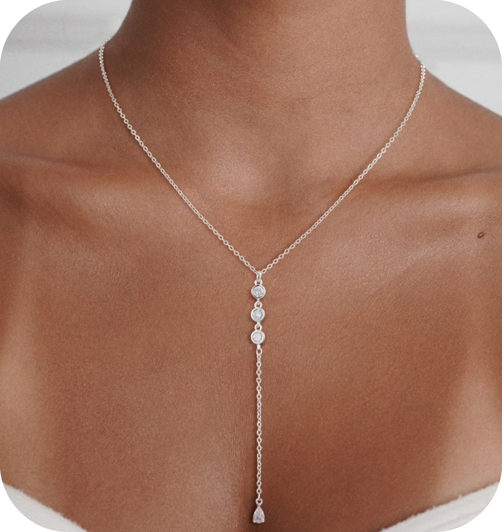GOSFRY Long Necklaces for Women Trendy Dainty Layered Lariat Necklace 14k Gold/Silver Plated Y Shaped Beaded Chain Non Tarnish Drop Necklaces Simple Adjustable Jewelry Gifts