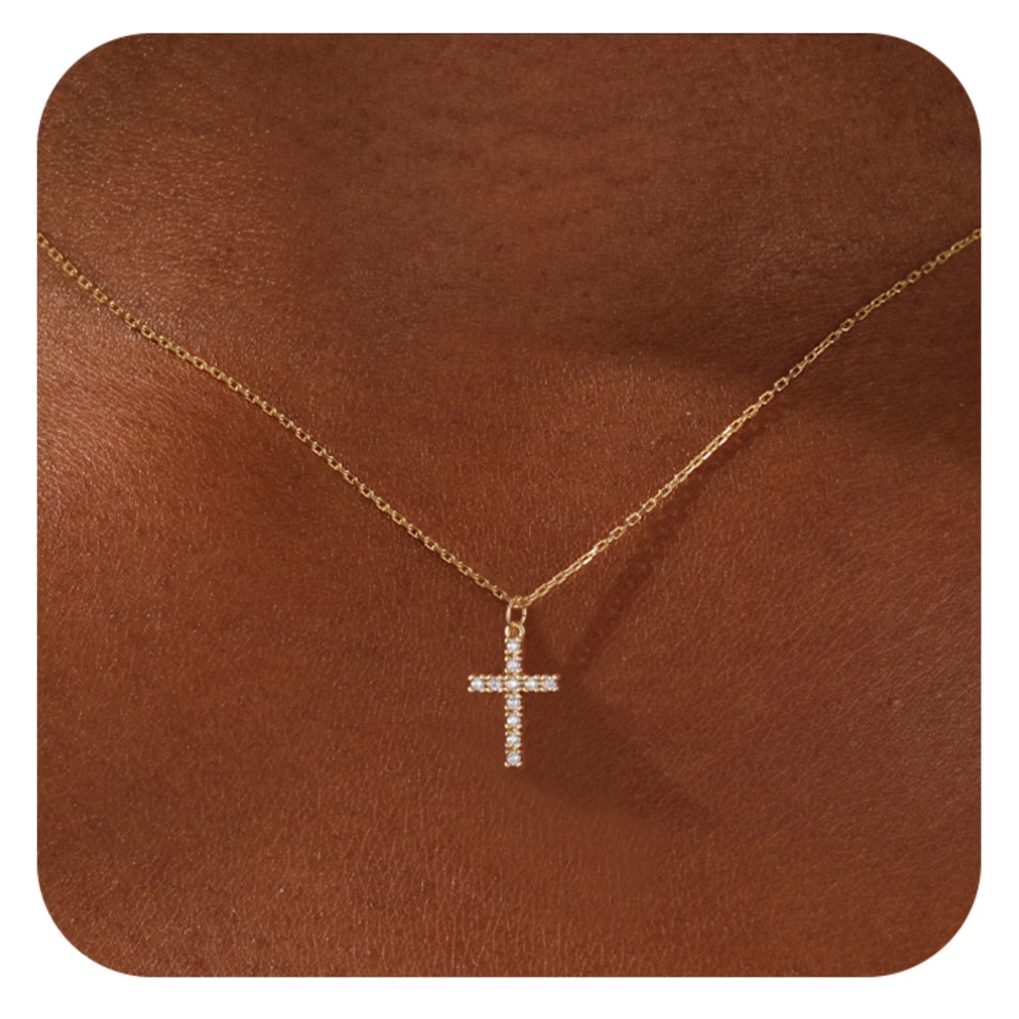 GOSFRY Cross Necklace for Women 14K Real Gold Plated Dainty Small Cross Pendant Choker Simple Trendy Cute Easter Religious Faith Jewelry Gift