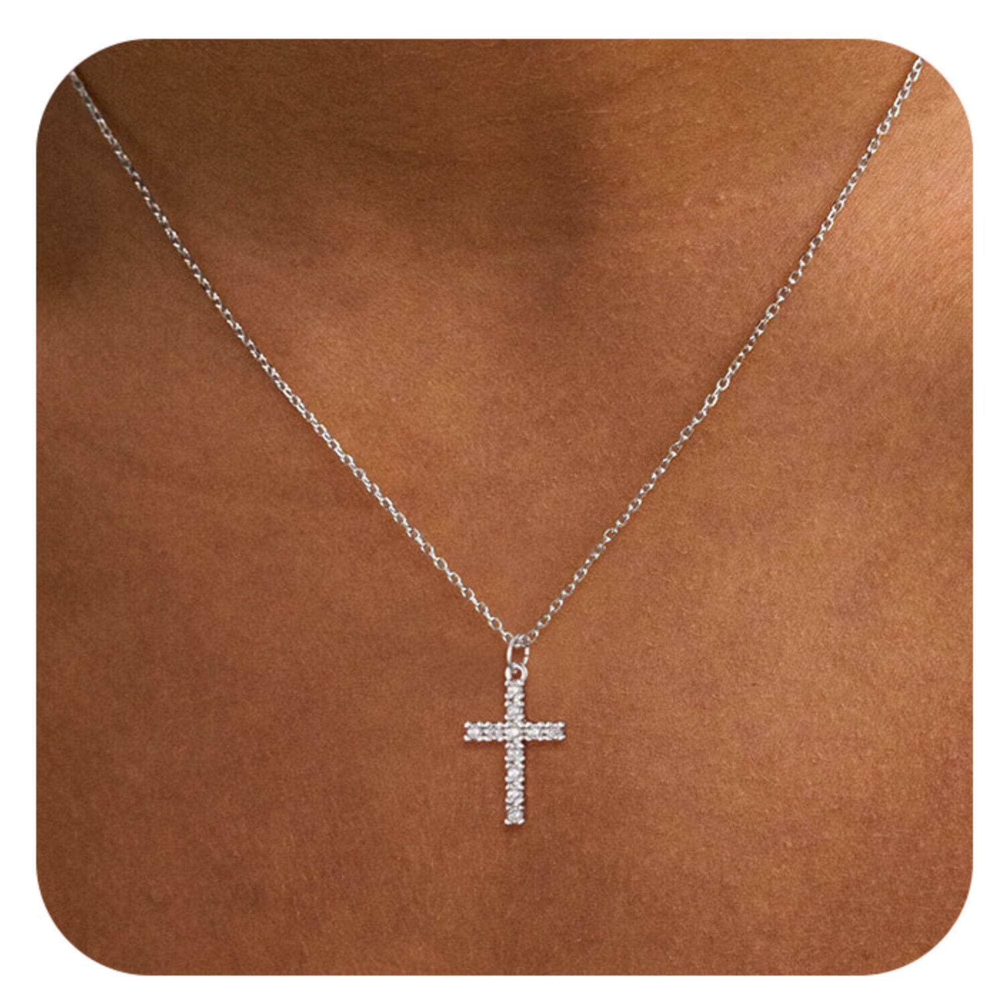 GOSFRY Cross Necklace for Women 14K Real Gold Plated Dainty Small Cross Pendant Choker Simple Trendy Cute Easter Religious Faith Jewelry Gift