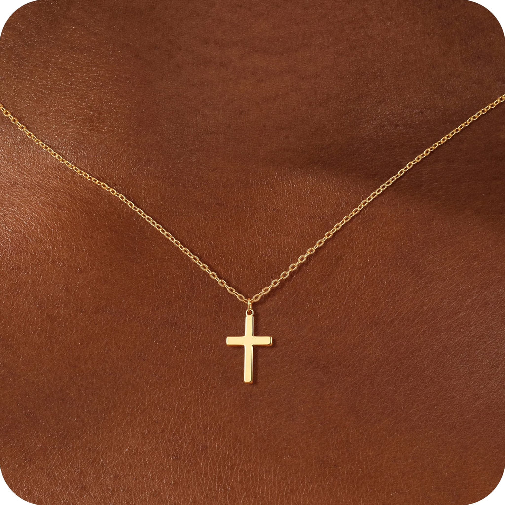 GOSFRY Cross Necklace for Women 14K Real Gold Plated Dainty Small Cross Pendant Choker Simple Trendy Cute Easter Religious Faith Jewelry Gift