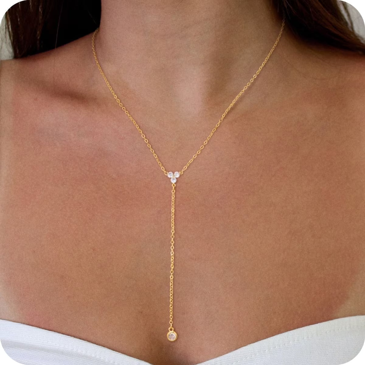 GOSFRY Long Necklaces for Women Trendy Dainty Layered Lariat Necklace 14k Gold/Silver Plated Y Shaped Beaded Chain Non Tarnish Drop Necklaces Simple Adjustable Jewelry Gifts