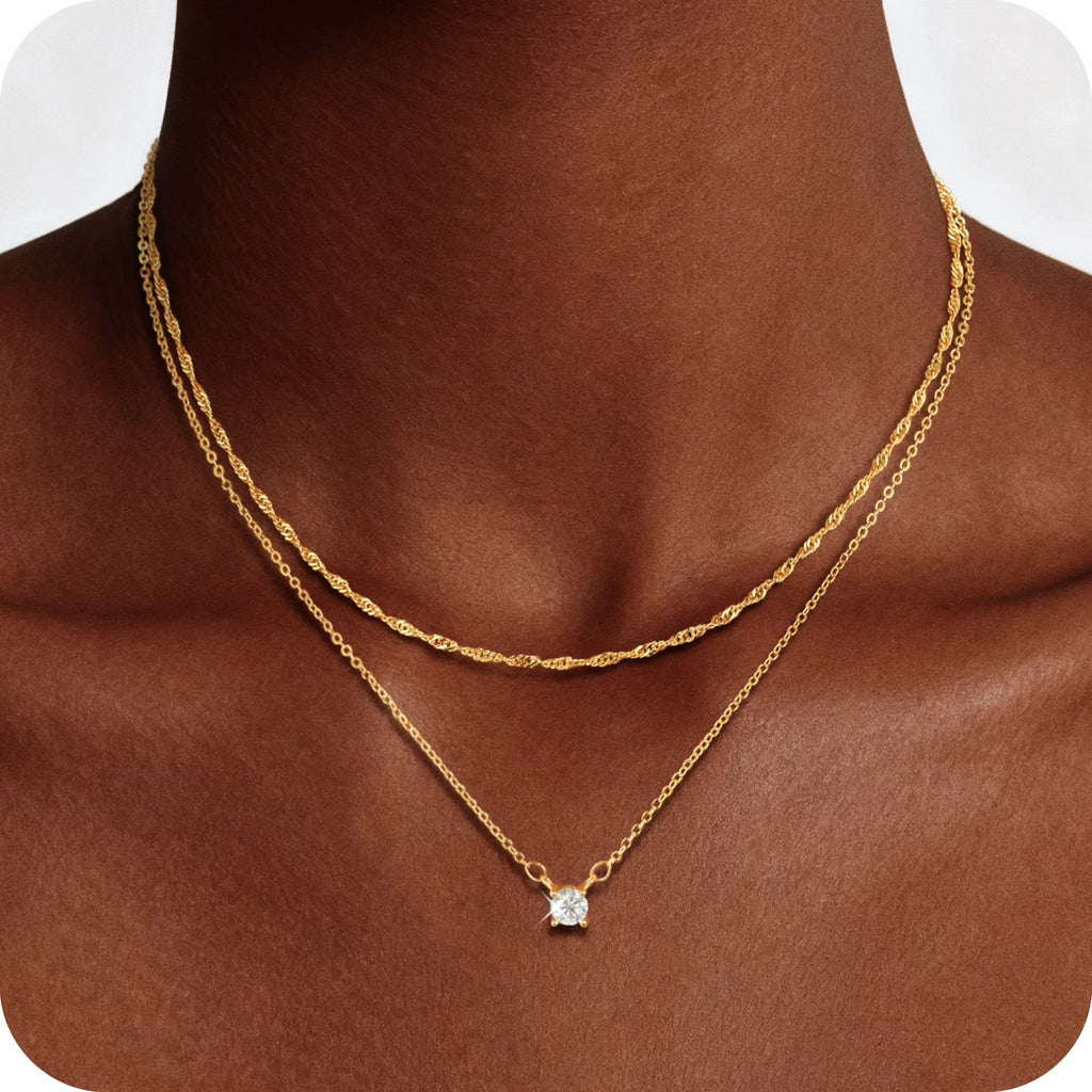 GOSFRY 3 layer 14K Gold/Silver Plated Necklaces Set for Women Dainty Stackable Circle Pendant Chain Perfect Jewelry Gifts