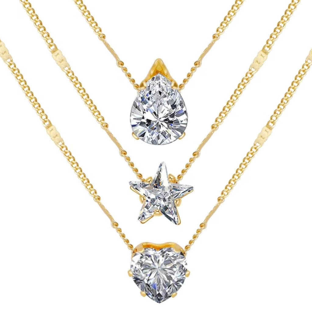 GOSFRY 3 layer 14K Gold/Silver Plated Necklaces Set for Women Dainty Stackable Circle Pendant Chain Perfect Jewelry Gifts