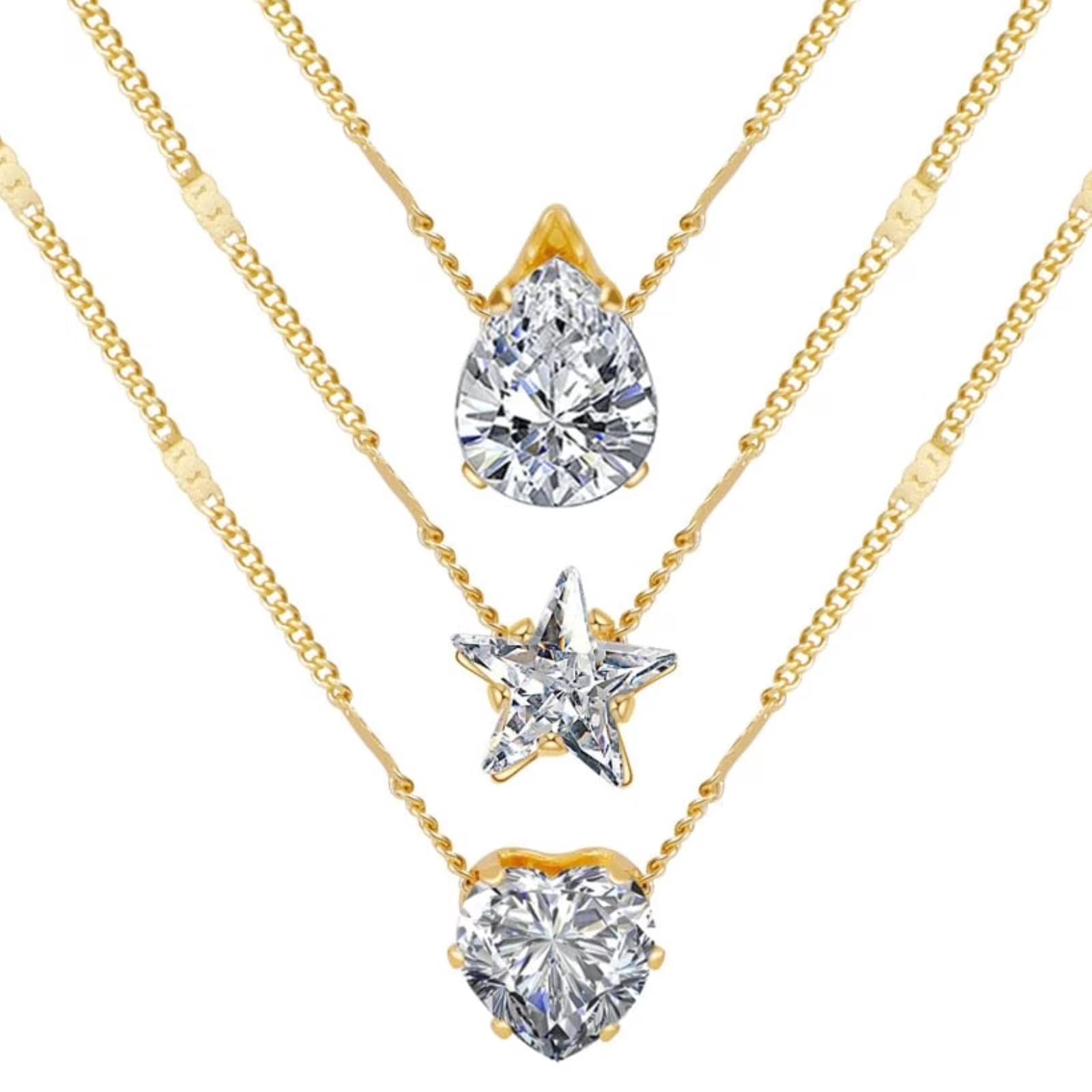 GOSFRY 3 layer 14K Gold/Silver Plated Necklaces Set for Women Dainty Stackable Circle Pendant Chain Perfect Jewelry Gifts