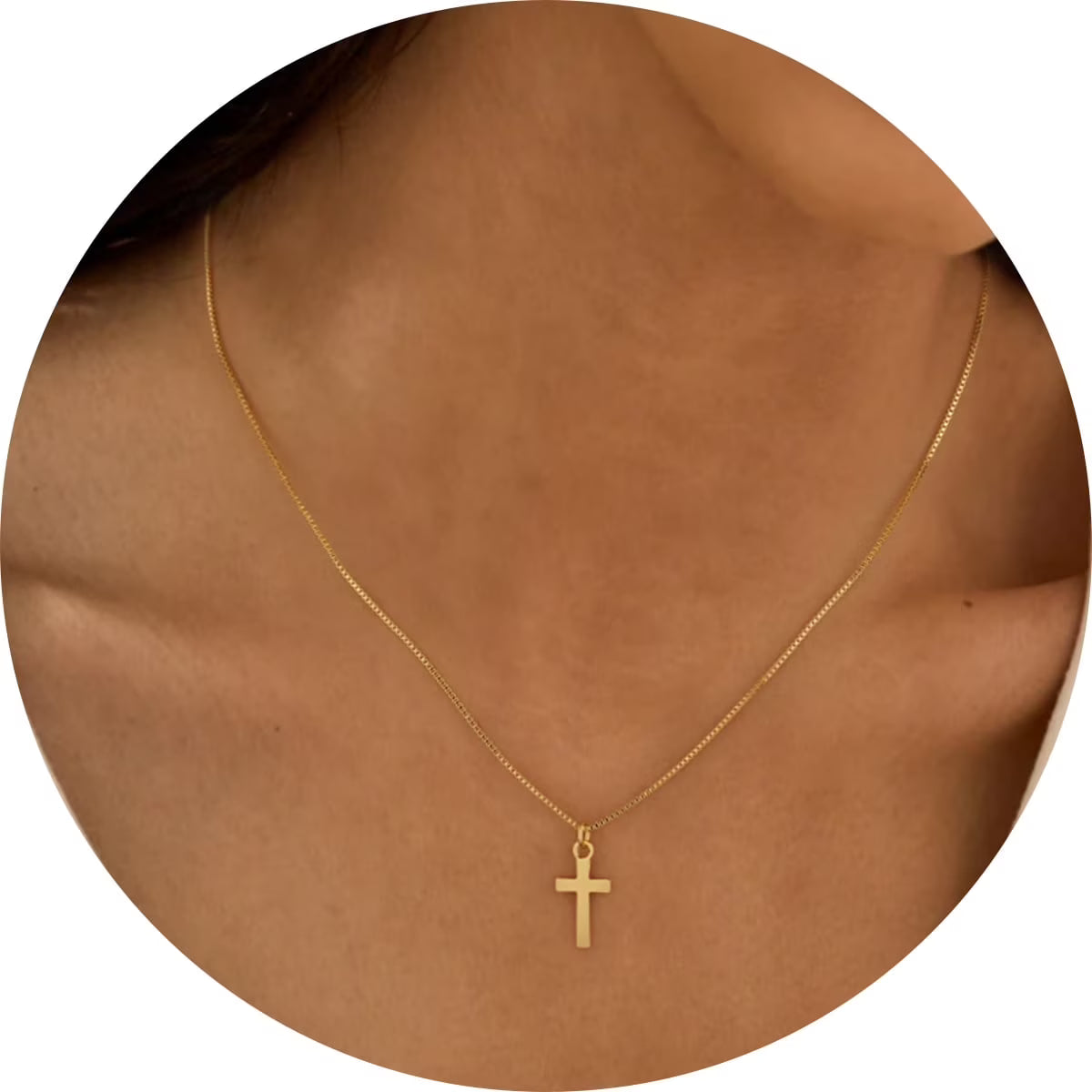 GOSFRY Cross Necklace for Women 14K Real Gold Plated Dainty Small Cross Pendant Choker Simple Trendy Cute Easter Religious Faith Jewelry Gift