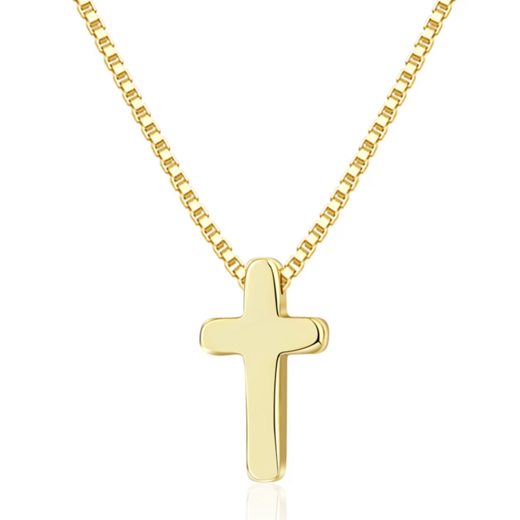 GOSFRY Cross Necklace for Women 14K Real Gold Plated Dainty Small Cross Pendant Choker Simple Trendy Cute Easter Religious Faith Jewelry Gift