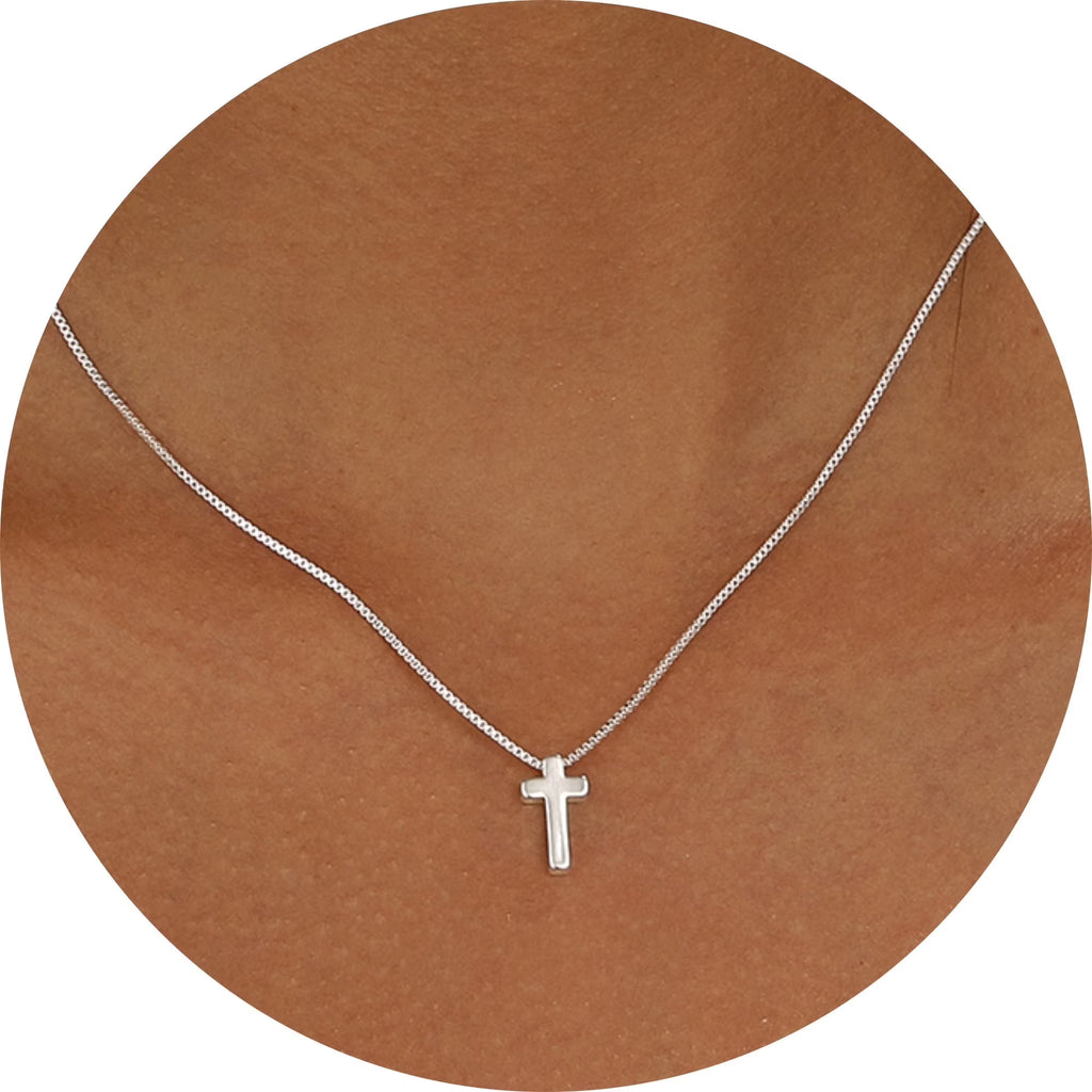GOSFRY Cross Necklace for Women 14K Real Gold Plated Dainty Small Cross Pendant Choker Simple Trendy Cute Easter Religious Faith Jewelry Gift