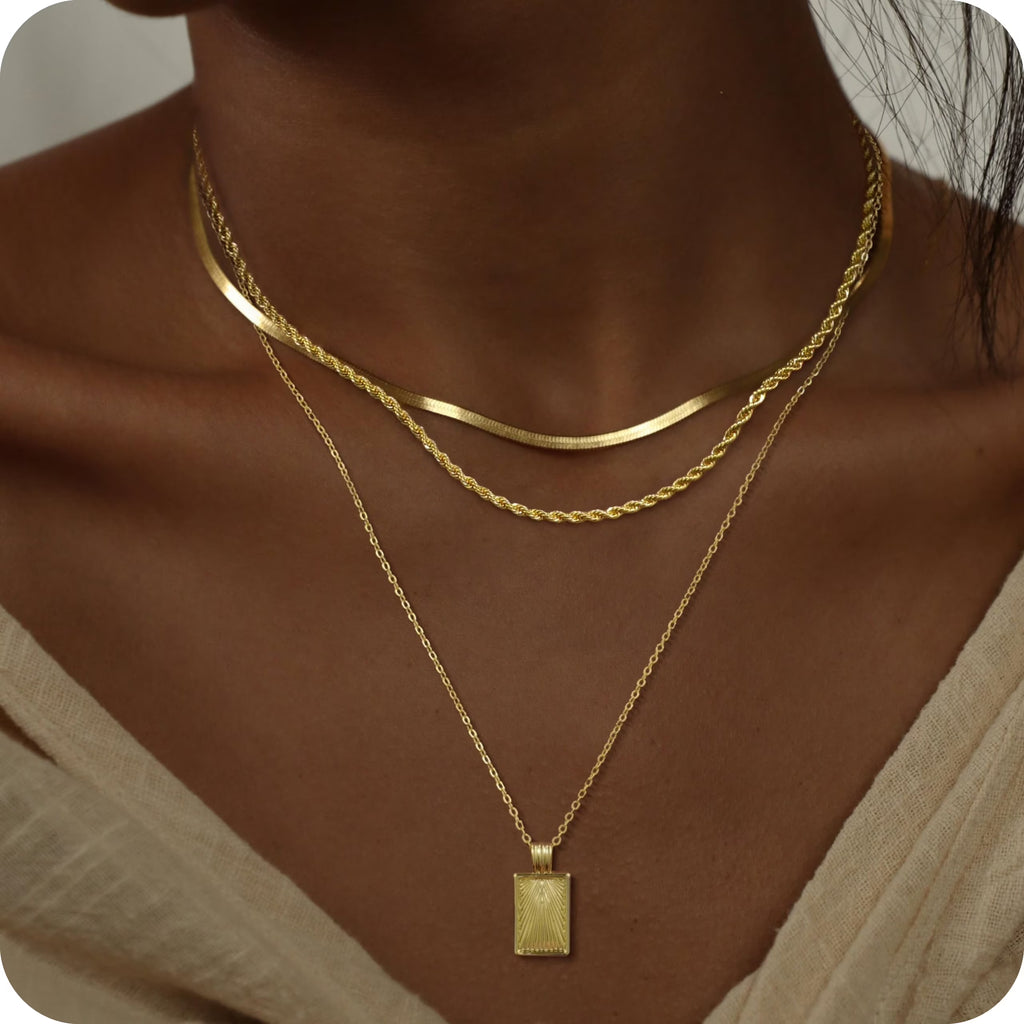 GOSFRY 3 layer 14K Gold/Silver Plated Necklaces Set for Women Dainty Stackable Circle Pendant Chain Perfect Jewelry Gifts