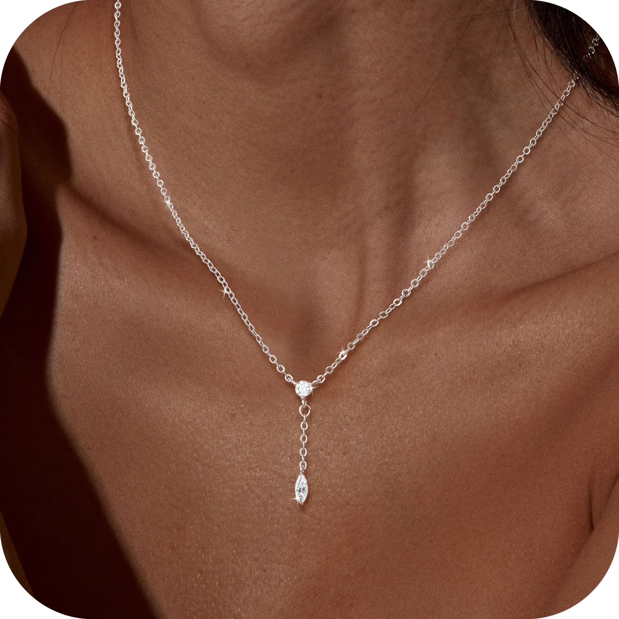 GOSFRY Long Necklaces for Women Trendy Dainty Layered Lariat Necklace 14k Gold/Silver Plated Y Shaped Beaded Chain Non Tarnish Drop Necklaces Simple Adjustable Jewelry Gifts