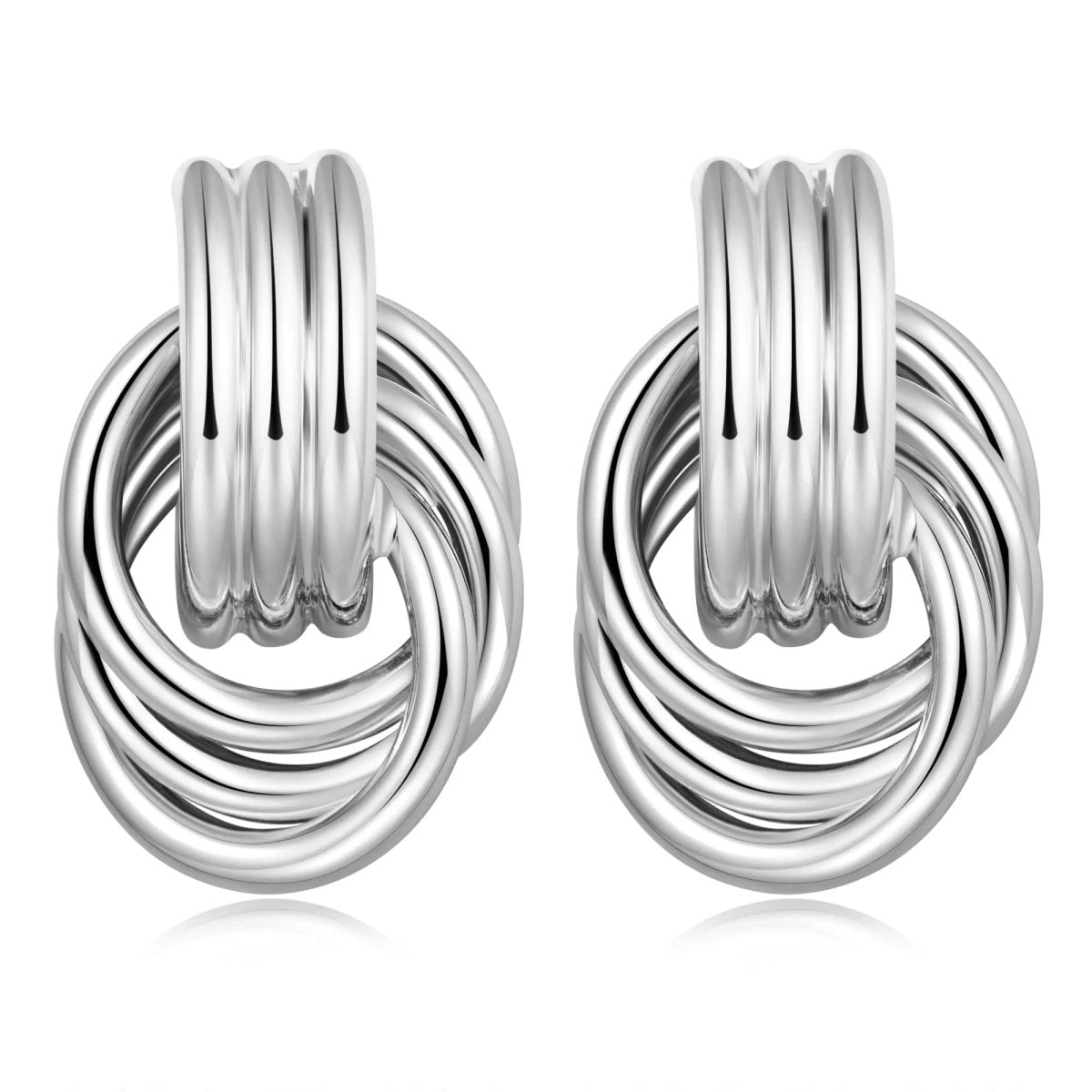 Chunky Hoop Knot Dangle Drop Stud Earrings - GOSFRY