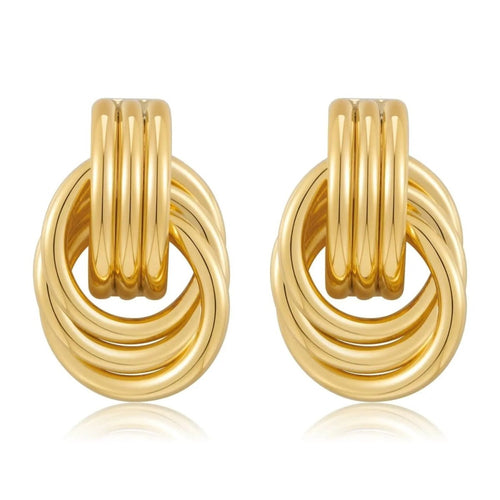 Chunky Hoop Knot Dangle Drop Stud Earrings - GOSFRY