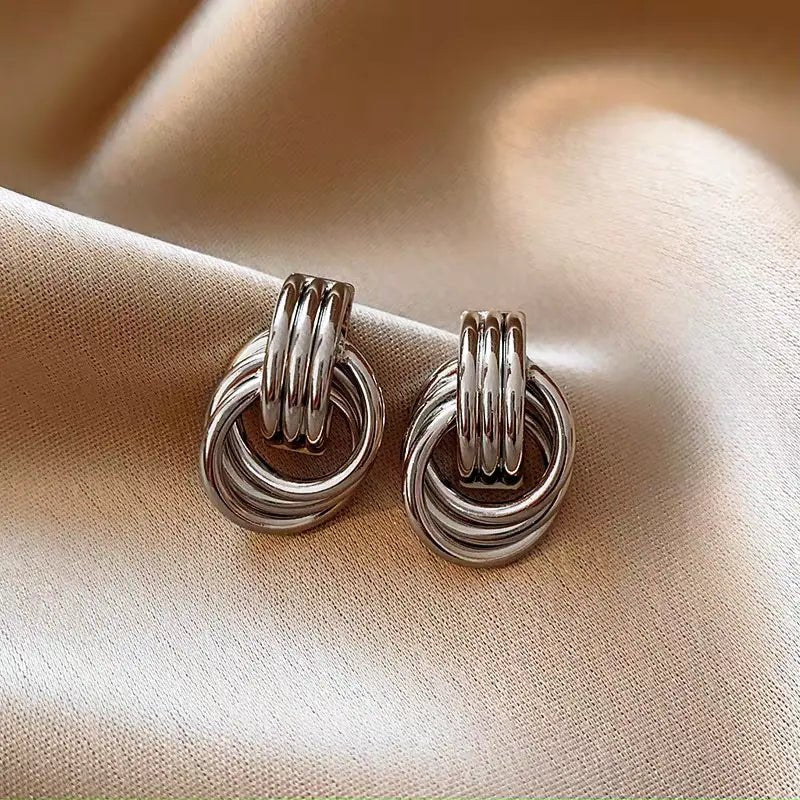 Chunky Hoop Knot Dangle Drop Stud Earrings - GOSFRY