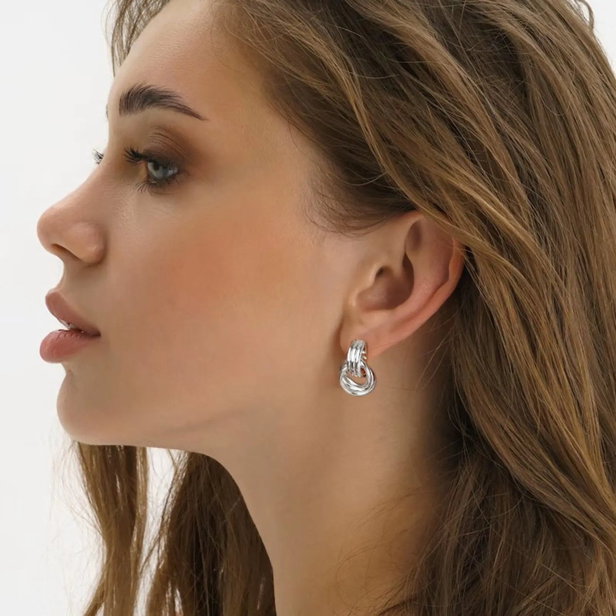Chunky Hoop Knot Dangle Drop Stud Earrings - GOSFRY