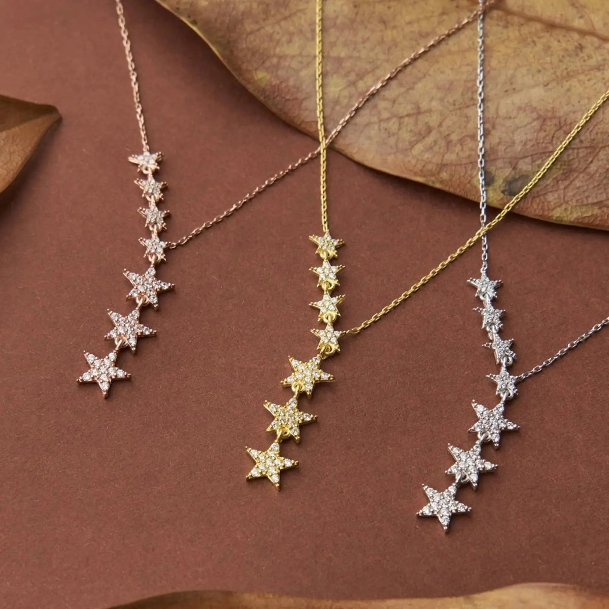 Crystal Silver/Gold/Rose Gold Star Necklaces - GOSFRY