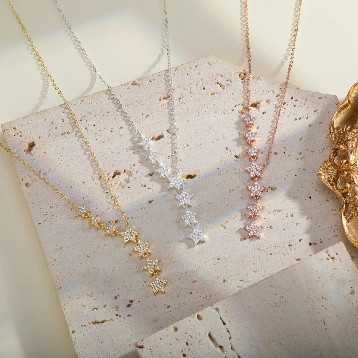Crystal Silver/Gold/Rose Gold Star Necklaces - GOSFRY