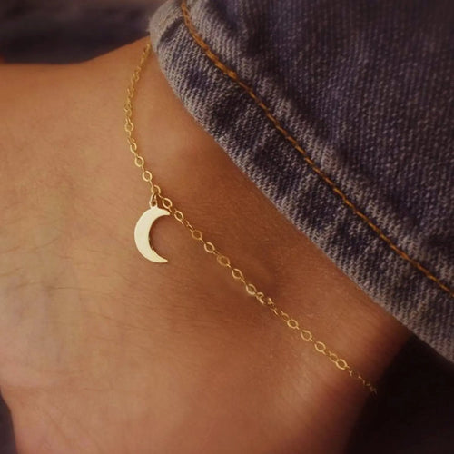 Dainty Gold Moon Anklet - GOSFRY