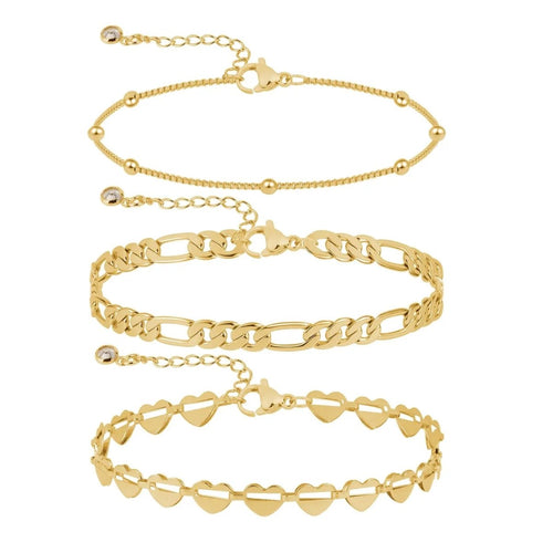 Dainty Heart Anklets Stack Summer Beach - GOSFRY