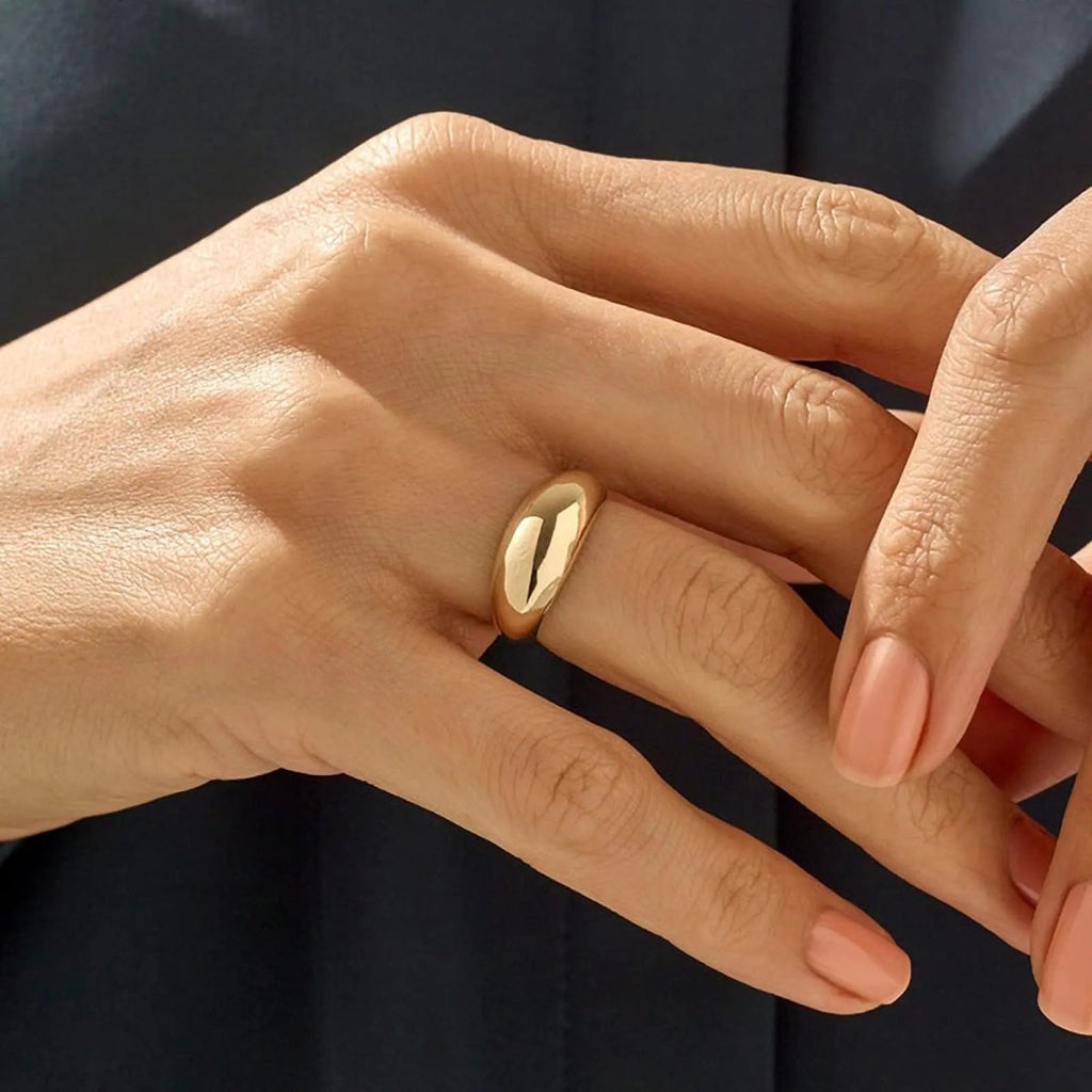 Gold Chunky Dome Rings Size 6 to 9 - GOSFRY