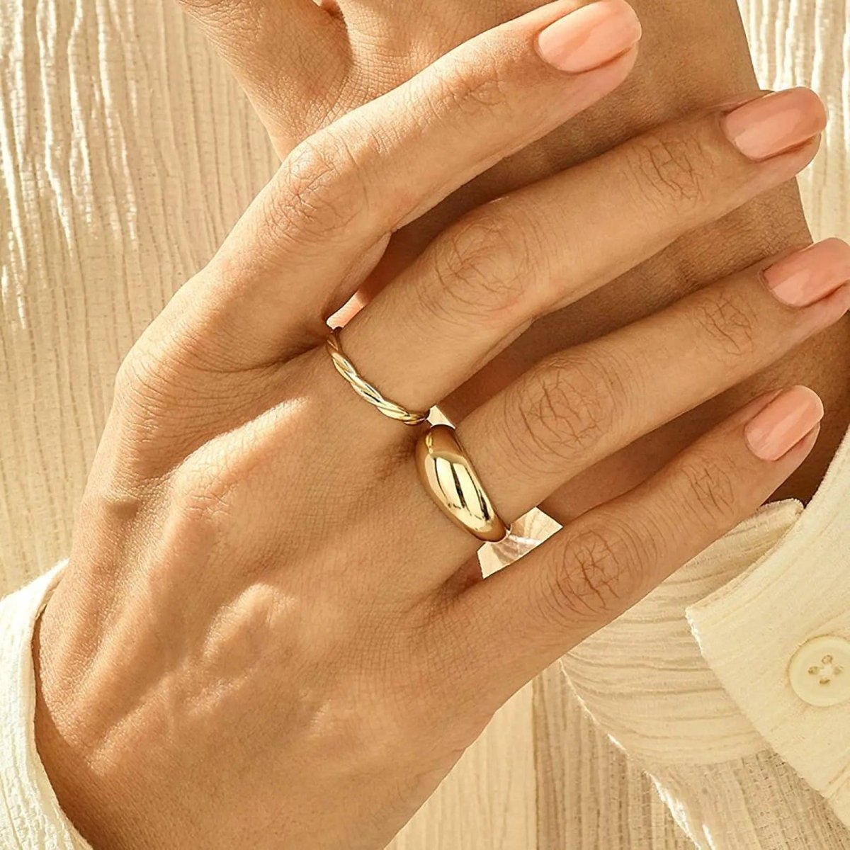 Gold Chunky Dome Rings Size 6 to 9 - GOSFRY