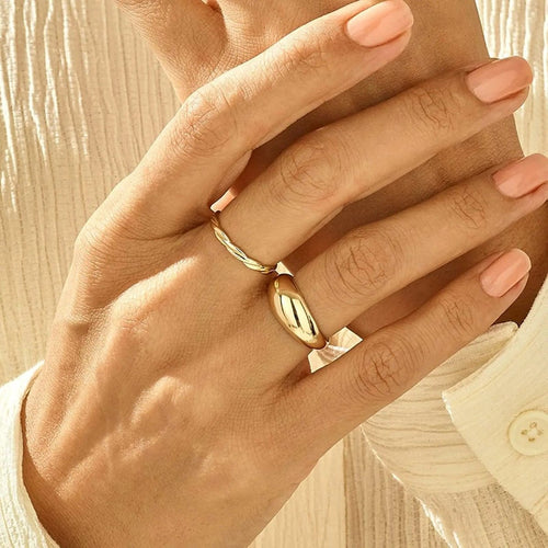 Gold Chunky Dome Rings Size 6 to 9 - GOSFRY