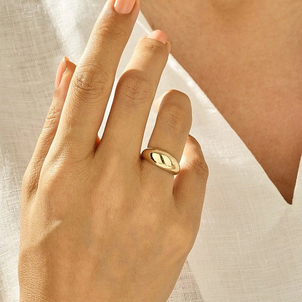 Gold Chunky Dome Rings Size 6 to 9 - GOSFRY