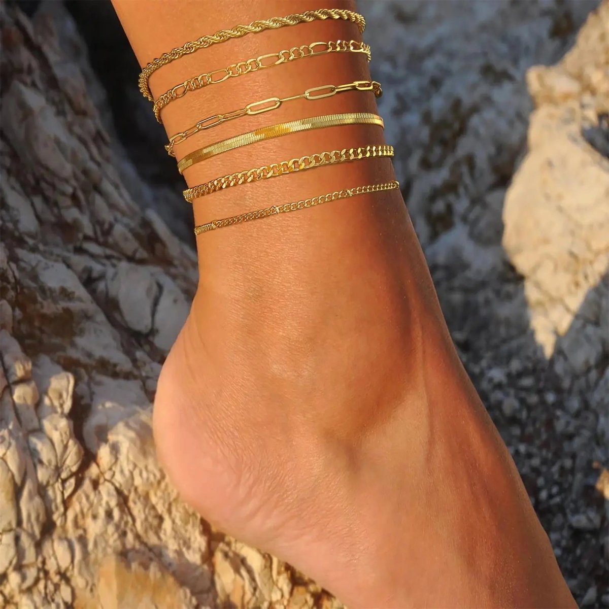 Gold/Silver Ankle Bracelets Summer Beach - GOSFRY