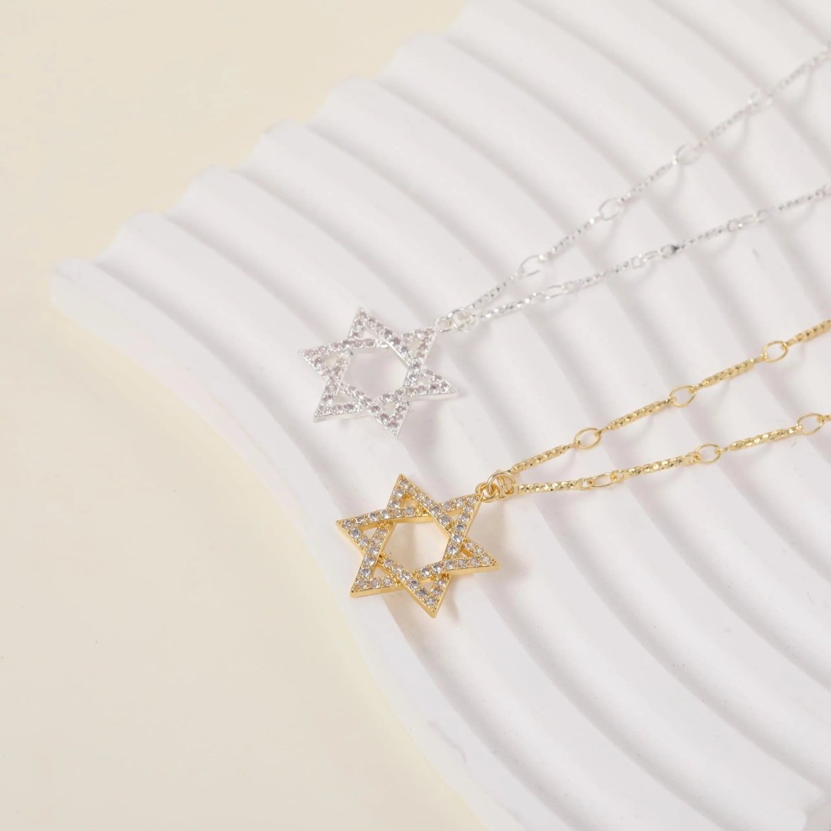 Gold/Silver David Star CZ Necklaces - GOSFRY