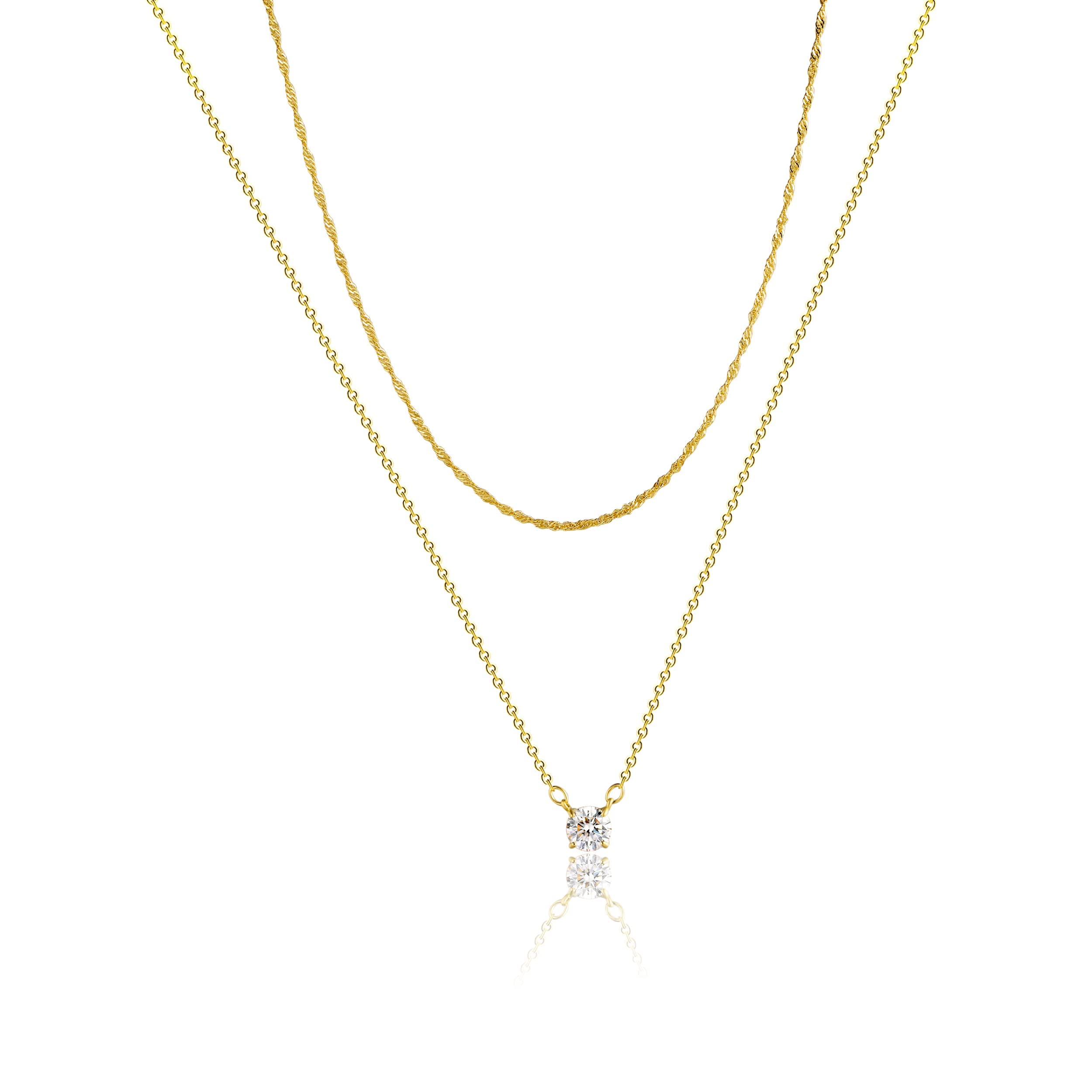 Gosfry Gold Filled Cubic Zirconia Necklaces
