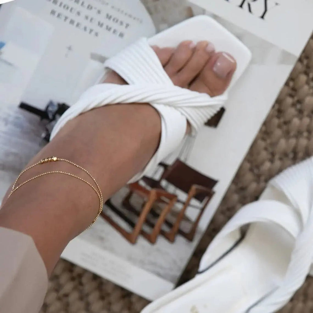 Gosfry 14k Gold Dot Anklet Summer Beach - GOSFRY