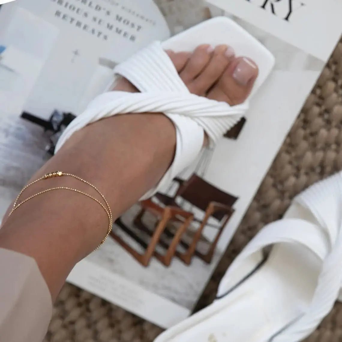 Gosfry 14k Gold Dot Anklet Summer Beach - GOSFRY