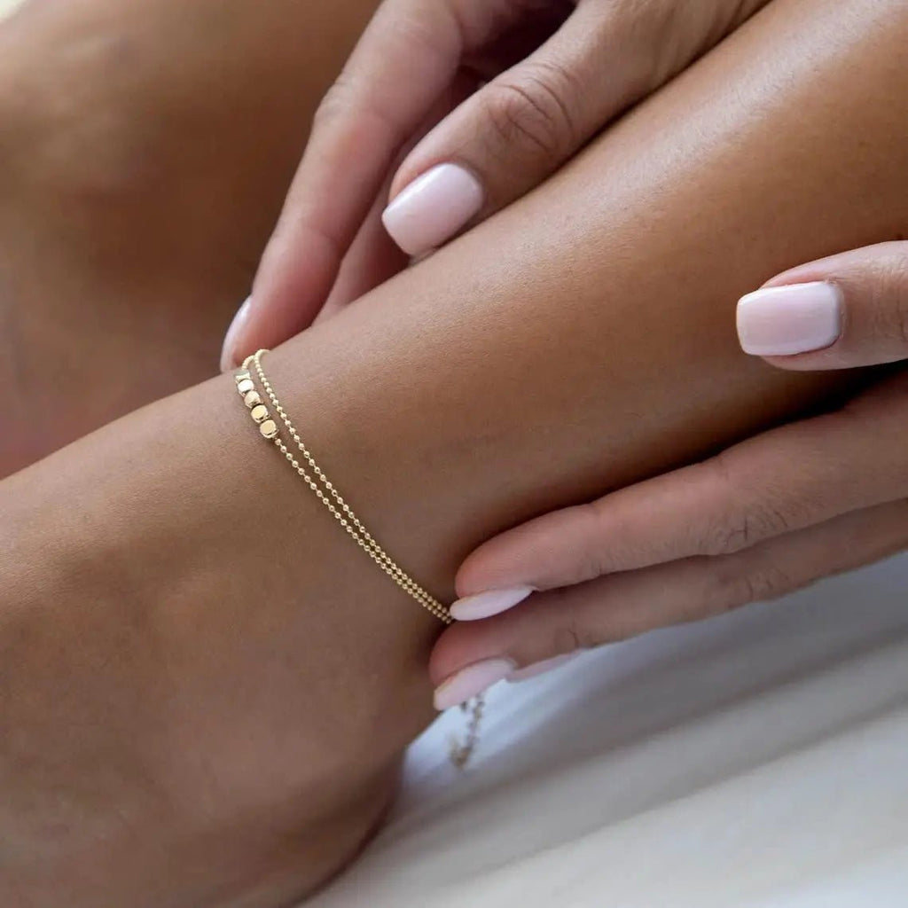 Gosfry 14k Gold Dot Anklet Summer Beach - GOSFRY
